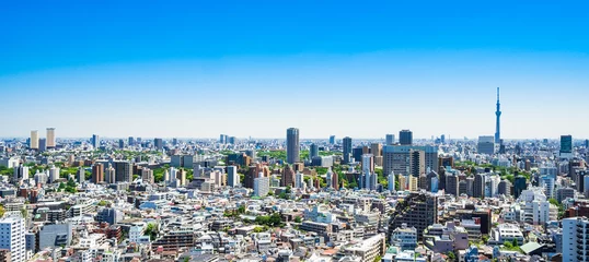 Raamstickers 東京　青空と都市風景　ワイド © oben901