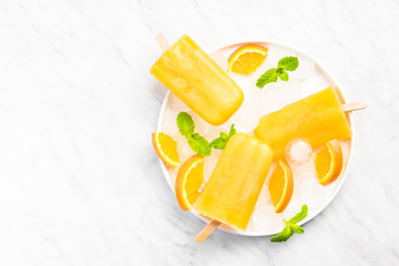 Summer fresh orange juice popsicles sorbet