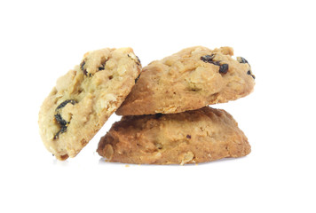 Chocolate chips cookies isolated on white