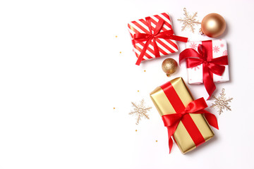 Christmas or New Year's gifts on a light background.