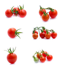 collection of tomatoes isolated on the white background