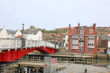 Fototapeta na wymiar Bridge across Whitby Harbour, Yorkshire