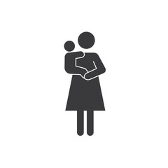 Mother and baby vector symbol icon - Vector