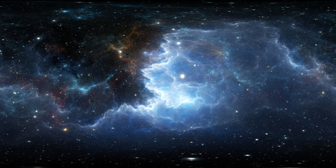 Weltraumhintergrund mit Nebel und Sternen. Umgebung 360 HDRI-Karte. Gleichwinklige Projektion, sphärisches Panorama. © Peter Jurik