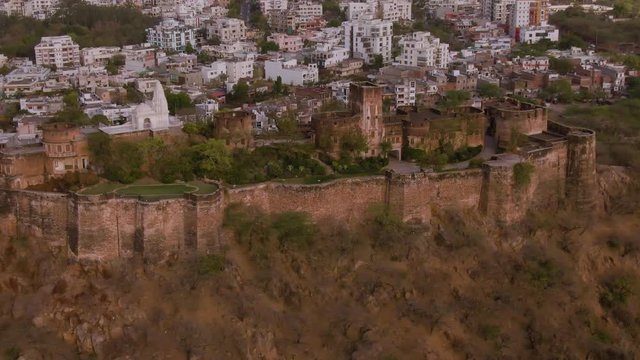 Moti Doongri fort and Birla mandir, Jaipur, 4k aerial  footage