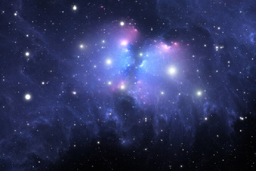 Open cluster of stars in the centre of the giant nebula