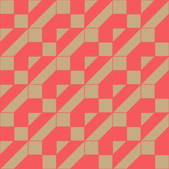 Geometric seamless pattern. Golden and red colors holiday collection. Merry Christmas and Happy New year. Abstract textured background design. Modern elegant wallpaper. Vector illustration.