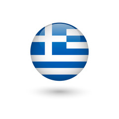 Greece flag round glossy