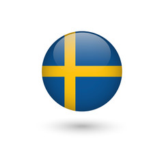 Sweden flag round glossy