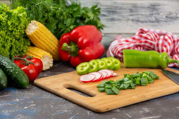 Fresh and raw vegetables