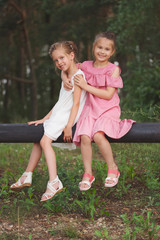 best happy friends playing in summer park