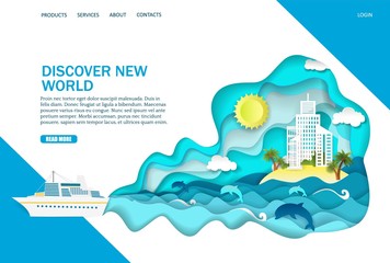 Discover new world vector website landing page design template