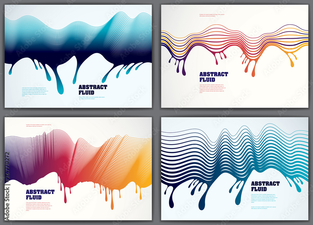 Aufkleber wave lines fluid vector abstract backgrounds set. 3d dynamic stripes motion art. lined texture, dyna
