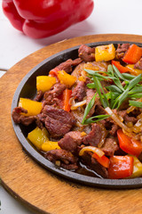 Meat mix sizzler prepared and served