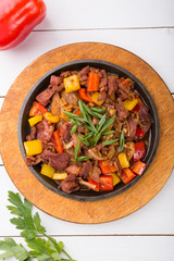 Meat mix sizzler prepared and served