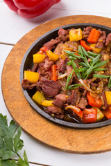 Meat mix sizzler prepared and served