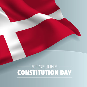 Denmark happy constitution day greeting card, banner, vector illustration