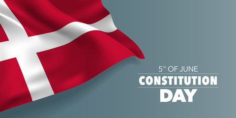 Denmark happy constitution day greeting card, banner with template text vector illustration