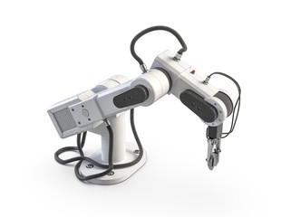 3D render of robot arm isolated on white