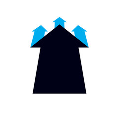 Vector upward trend of business development. Corporate abstract logo, boost up arrow isolated on  white background. Company increasing  concept.