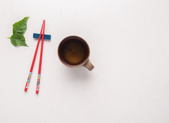 space red chopstick with tea