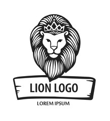 King Lion Head Logo Template, Brand Identity. Lion logo template. Vector illustration