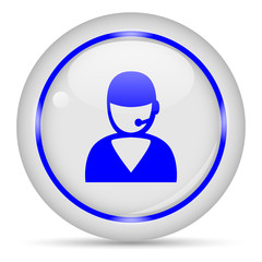 Support icon. White glossy round vector icon in eps 10. Editable modern design internet button on white background.
