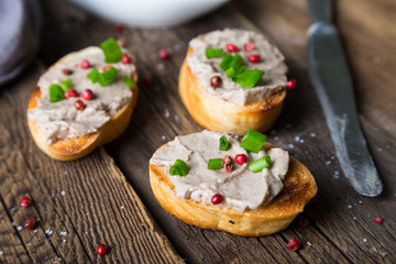 Bruschetta with pate and spices