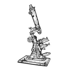 Old Microscope sketch engraving vector illustration. Scratch board style imitation. Hand drawn image.