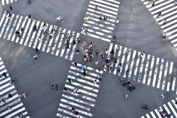 銀座スクランブル交差点の歩行者