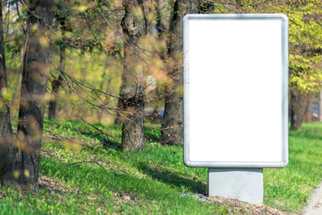 Vertical blank white billboard with place for text or mock up.