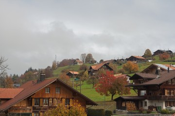 beautiful winter view of village. Switzerland