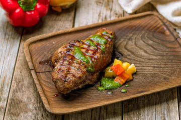 roast beef Steak on board