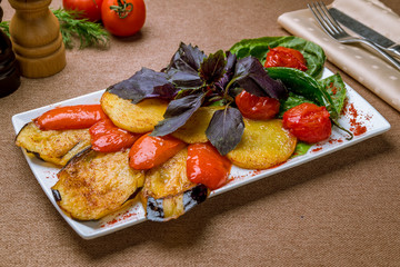 grilled vegetables on white plate
