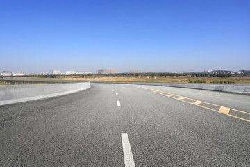 empty highway with cityscape of chongqing, China