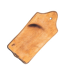 Old cutting board on an isolated white background