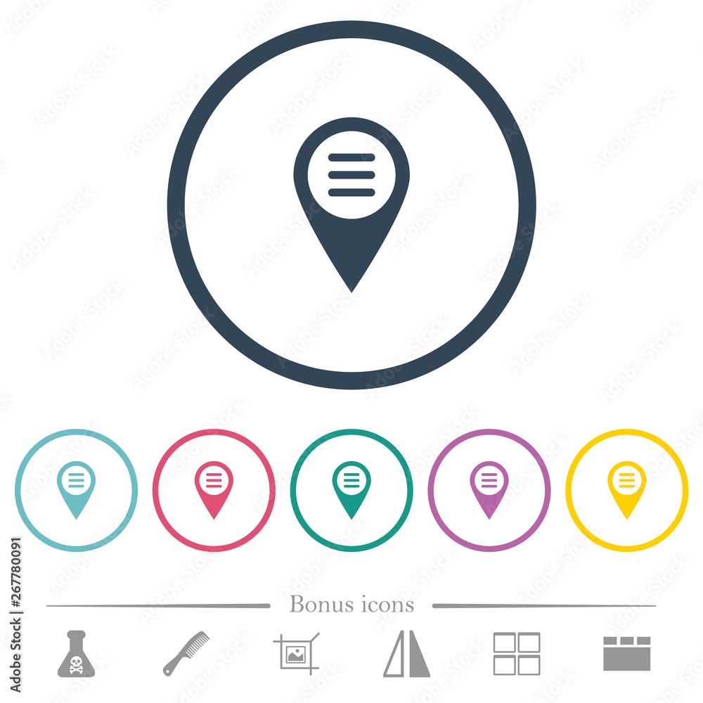 Poster gps map location options flat color icons in round outlines