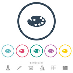 Color palette flat color icons in round outlines