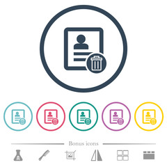 Delete contact flat color icons in round outlines