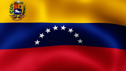 3D rendering. State flag of Venezuela, fluttering in the wind. It is different phases of the movement close-up flag in the wind. 