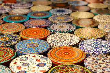 Istanbul Grand Bazaar, Traditional patterned colored boxes souvenirs