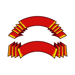 Set of two isolated vector red ribbons on bolm background. Collection of trendy banners and ribbons for web site, tag, label, sticker, and badge. Creative art concept