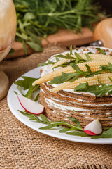 liver cake on a rustic wooden background