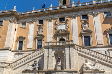 Panorama of Capitoline Museums in city of Rome, Italy