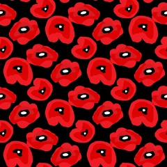 Wall murals Poppies Poppy seamless pattern. Red poppies on white background. Can be uset for textile, wallpapers, prints and web design. Vector illustration