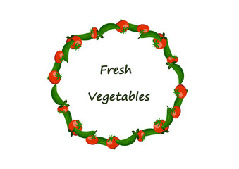  a wreath of cucumbers and tomatoes on a white background