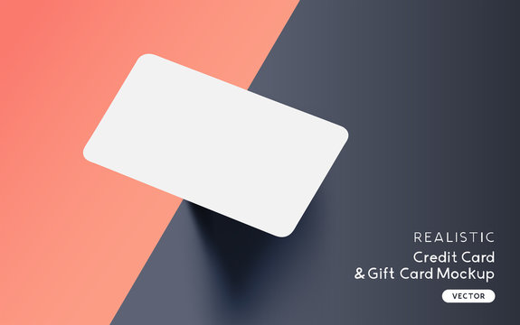 Brand identity blank credit / gift / business card mockup template design with vector shadow effects.