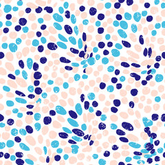 Hand drawn seamless pattern with round and oval shapes. Ellipse texture on white background. Wrapping, wall art design. Vector illustration.