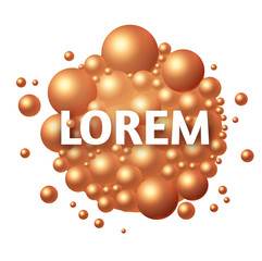 3D Golden Spheres. Realistic Structure. Oil Design. Luxury Space.