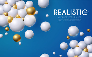 Abstract Background with Rtalistic 3D Structure. Flying Spheres.
